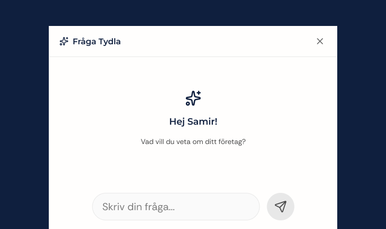 En bild som visar hur fråga Tydla ser ut.